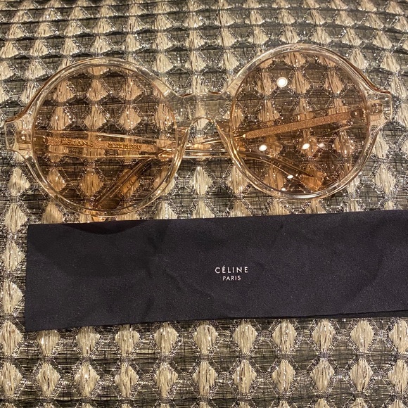 Celine Made in Italy Oversized Round Pink On Pink Sunglasses Gold Logo Inset - Picture 16 of 16